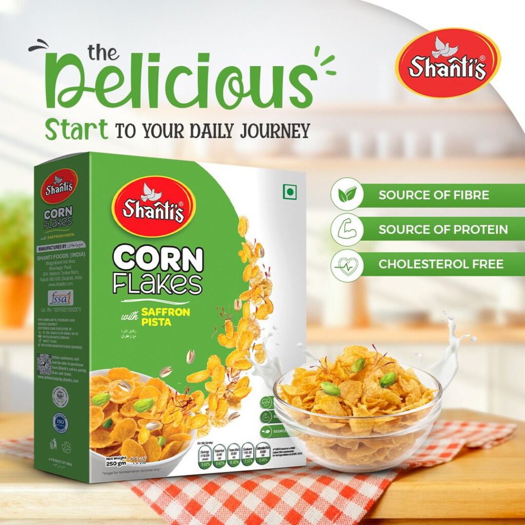 “Saffron-infused premium corn flakes – luxury cereal variant popular in GCC, European, and Asian markets.”